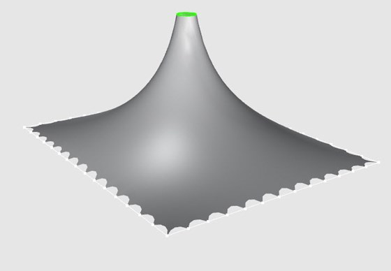 حسینیه روستای شمسی سازه فضاکار سازه فضایی شرکت سان افق نور سقف پاچه ای فرم پارچه ای تاشه.jpg